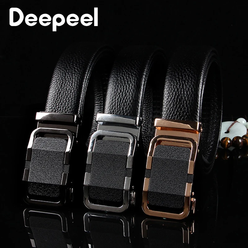 Deepeel 1 шт. 3,5*110-130 см мужской ремень из сплава с автоматической пряжкой кожаный ремень Повседневная мода джинсы Формальное украшение для подарка YB420