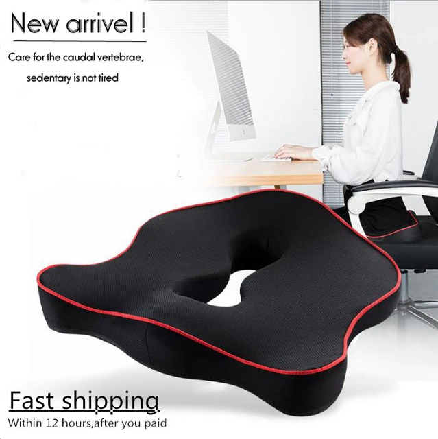 Gray Premium Orthopedic Memory Foam Seat Cushion Coccyx Tailbone Pain -  Sciatica Back Pain Relief - Office Chair