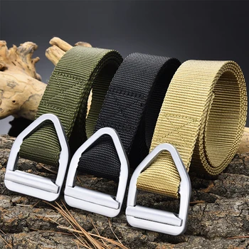 

New Men's Quick-drying Alloy Triangle Buckle Belts Outdoors Tactics Military Belts Canvas Weaving Jeans Belt