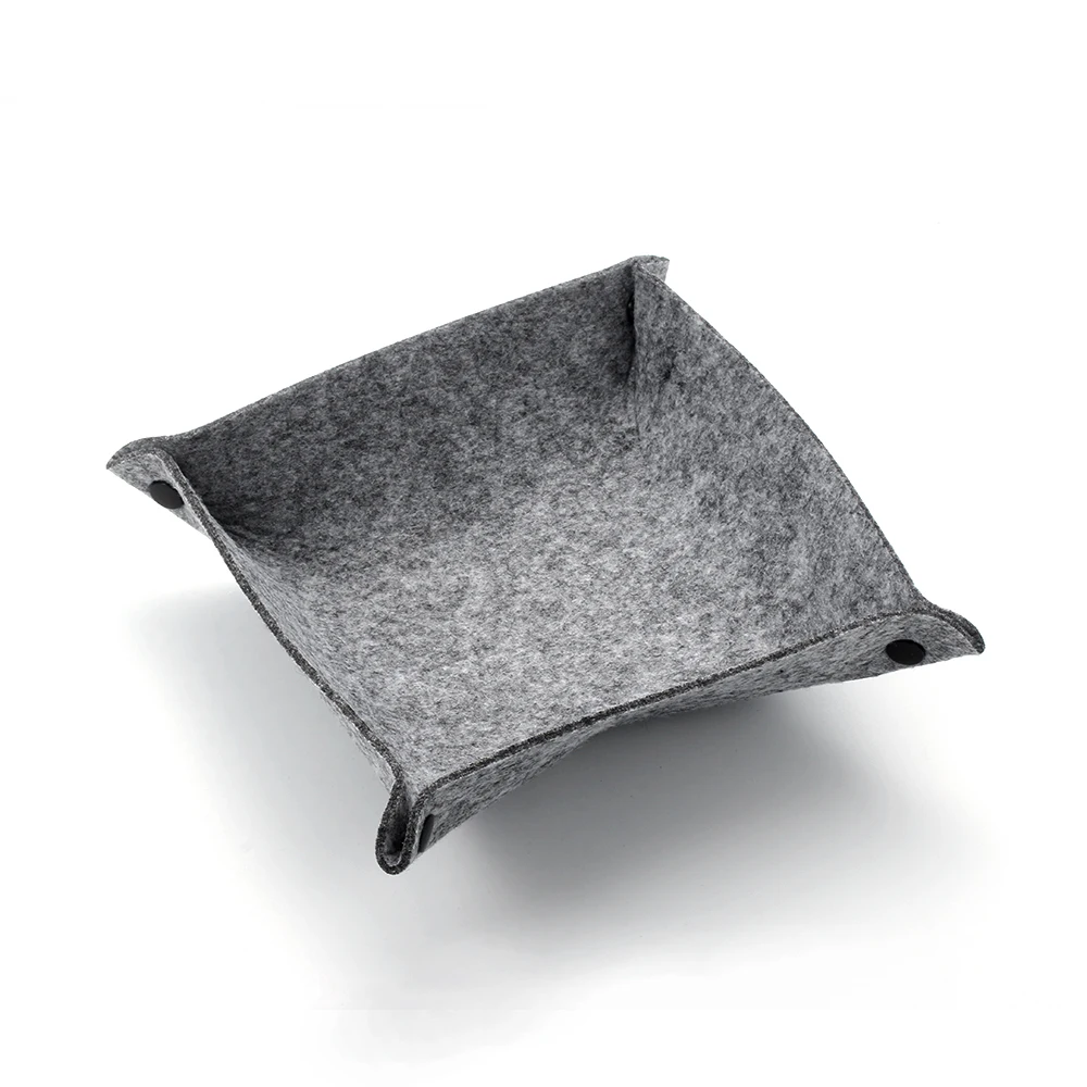 felt grey Складная Настольная коробка для хранения из искусственной кожи, квадратная настольная игра, ключ, кошелек, монета, кости, лоток, домашний декор для хранения стола - Цвет: felt grey