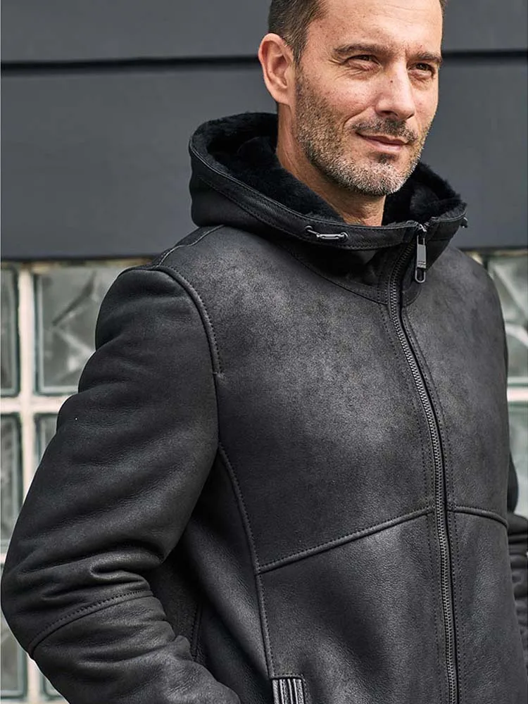 Veste Longue En Cuir Véritable Pour Homme, Manteau À Capuche Avec Fermeture  Éclair, 100% Peau De Mouton Véritable, Hiver, Vêtement D'extérieur  Décontracté - Cuir Véritable - AliExpress