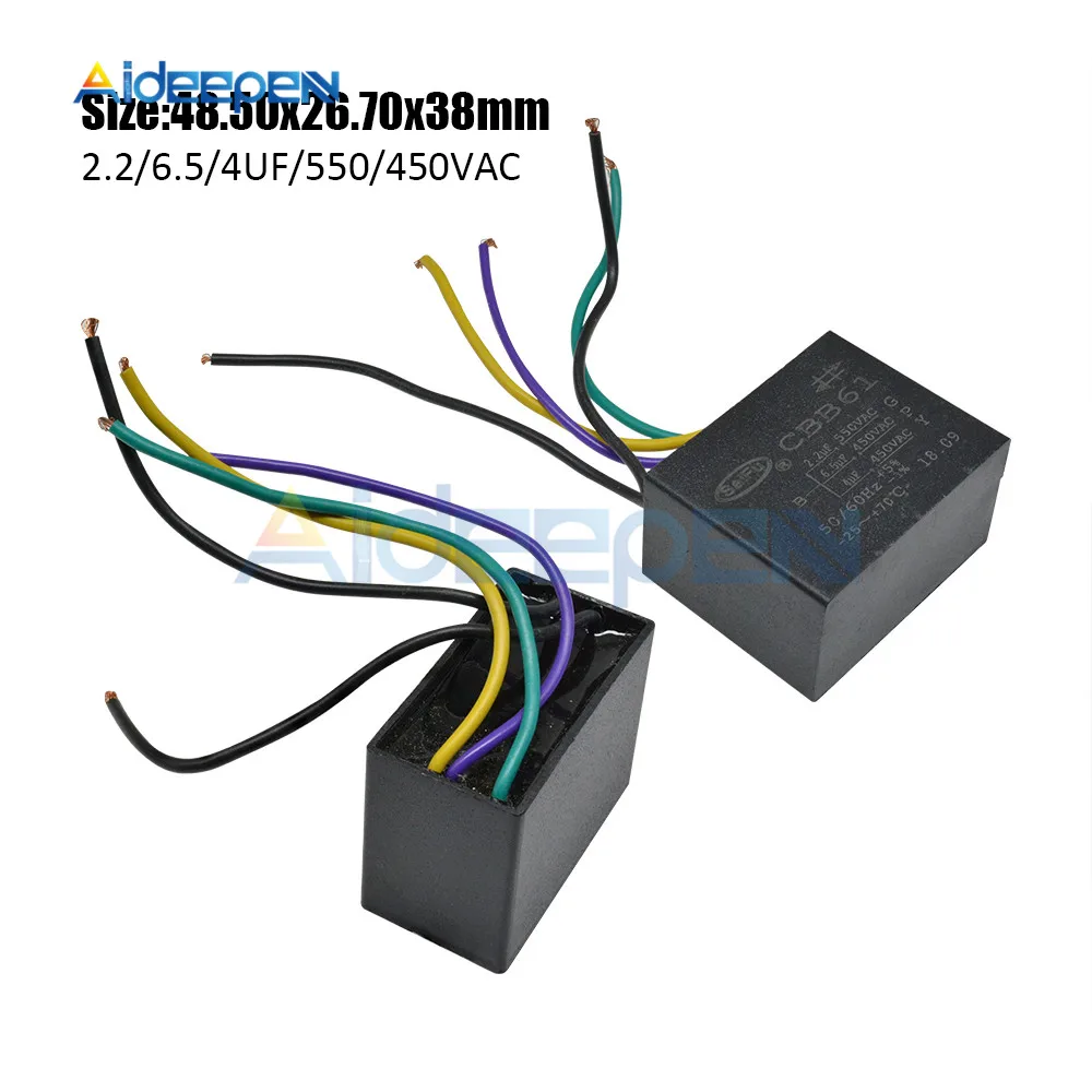 CBB61 250V/300V/400V/450V500V/550V/600V 1uF ~ 6 мкФ потолочный вентилятор двигателя прямоугольный