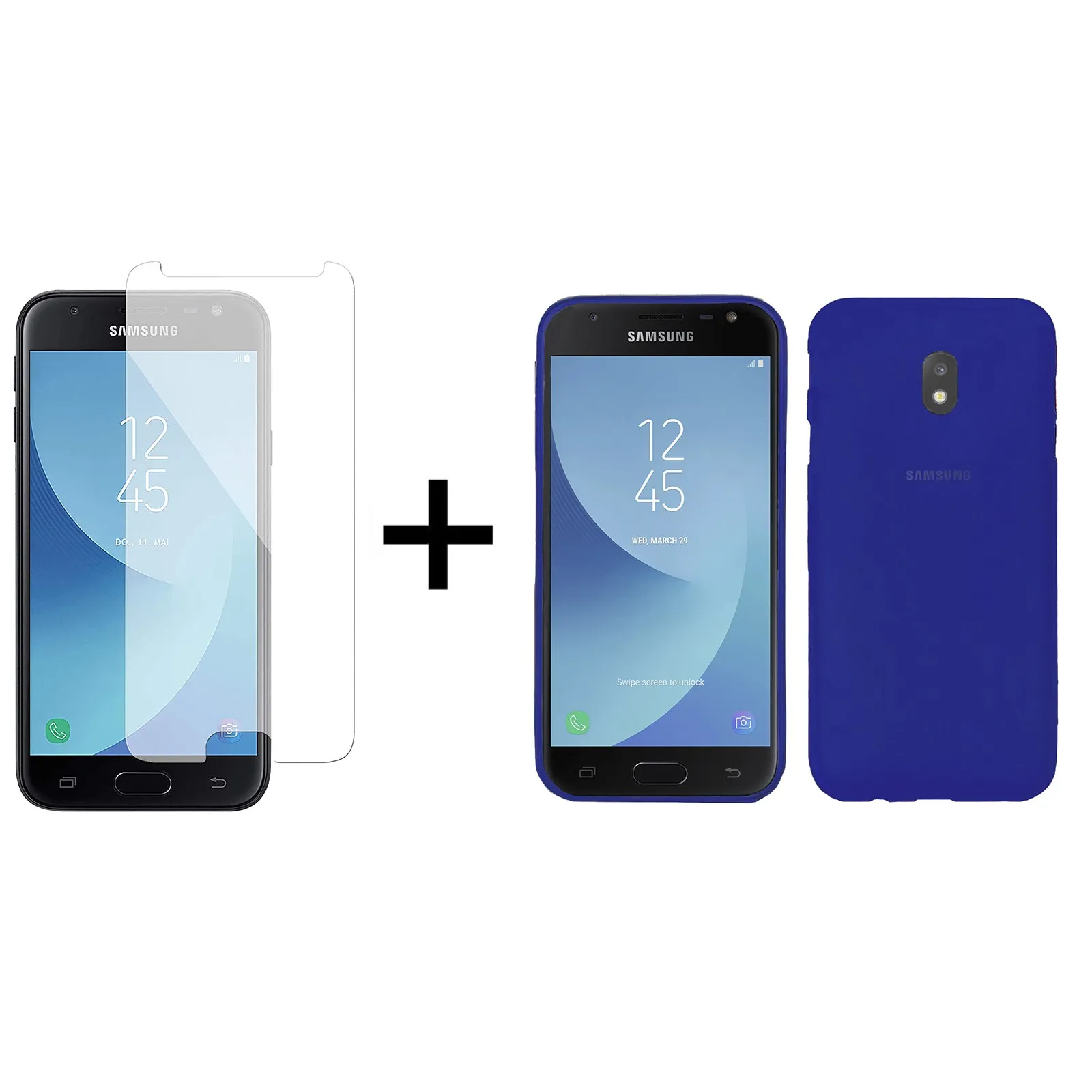 TBOC Упаковка: чехол из гелевого ТПУ+ протектор экрана для samsung Galaxy J3()(") силиконовый ультратонкий, гибкий водонепроницаемый