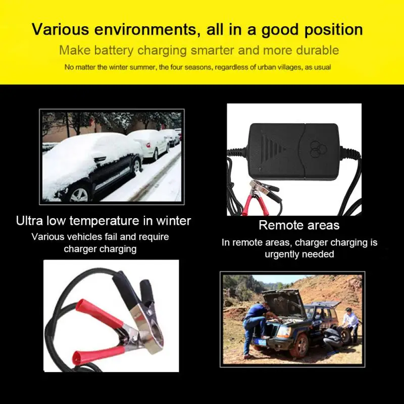 Car Charger 12V Battery EU/US Car Battery Charger Maintainer Amp Volt Trickle Automatic Battery Charger Car Truck Motorcycle
