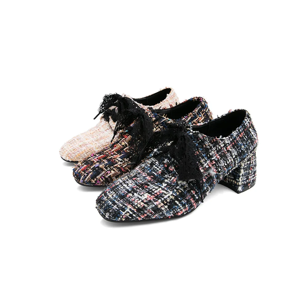 

Floral Cloth Spring New Style High Heel Shoes Oxford Shoes Big Size-