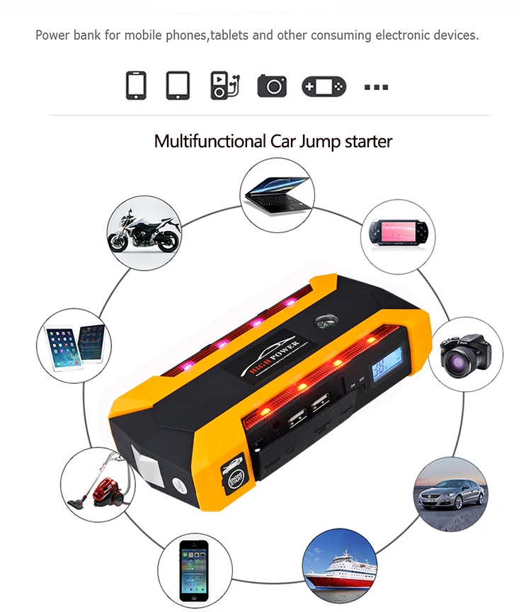 Многофункциональный 18000mAh автомобильный пусковой стартер 1200A портативный пусковой усилитель устройства power Bank 12V автомобильное зарядное устройство Buster