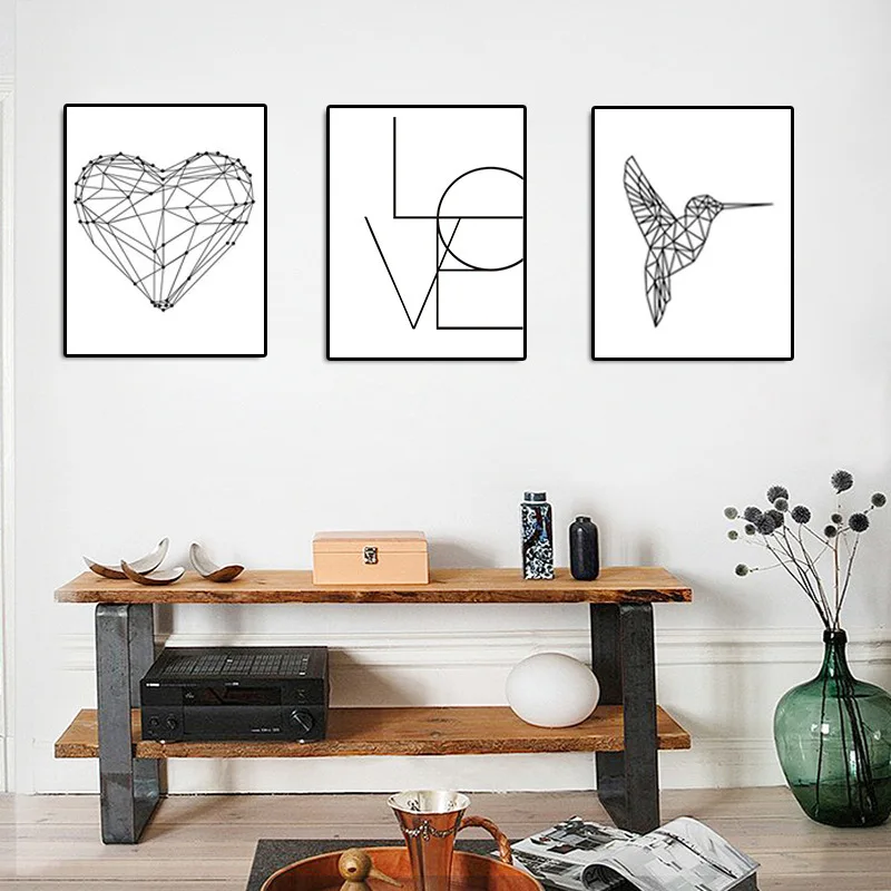 

New 2019 Modern Minimalist Line Love Bird Family Decoration Painting Love Living Room Porch Sofa Background Wall Decoration Core