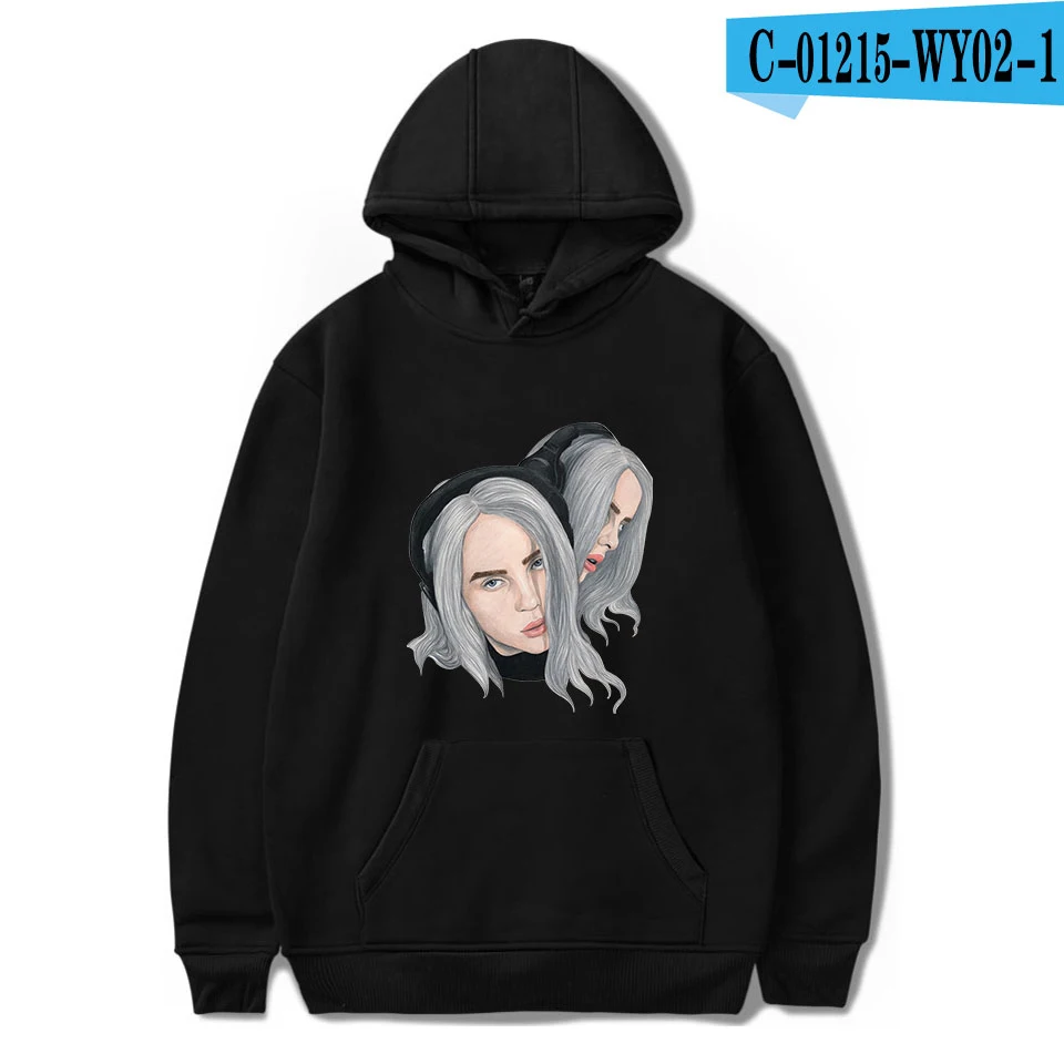 As picture Новинка Billie Eilish толстовка женская мужская Поп толстовка модная куртка Осень Зима Мальчики удобный белый пуловер - Цвет: As picture