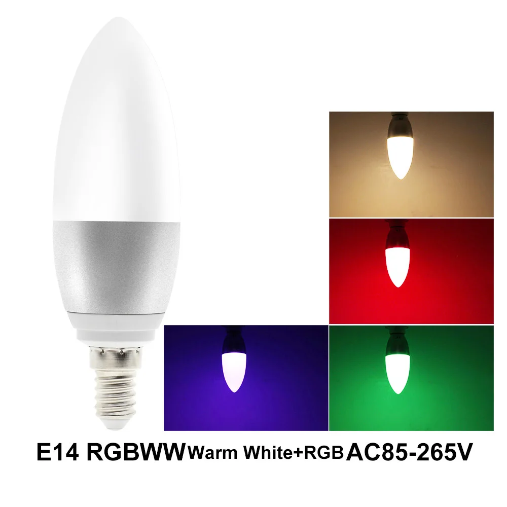 E14 RGBWW Беспроводной wifi-патрон, умный свет лампы RGB E27 E14 GU10 приложение управления лампочки с регулируемой яркостью wifi RGB светодиодные полосы набор работает с Amazon Alexa Google - Испускаемый цвет: E14 RGBWW