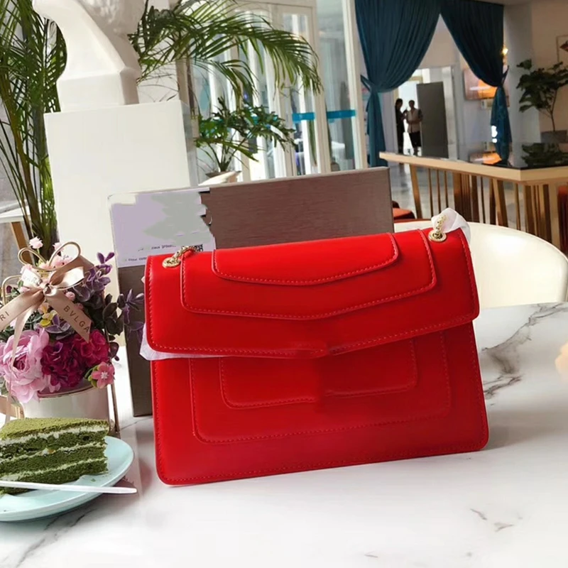 Red Женские сумки, роскошная сумка через плечо, кожаная Высококачественная брендовая модная сумочка, сумка через плечо с цепочкой, женская сумка через плечо - Цвет: Red