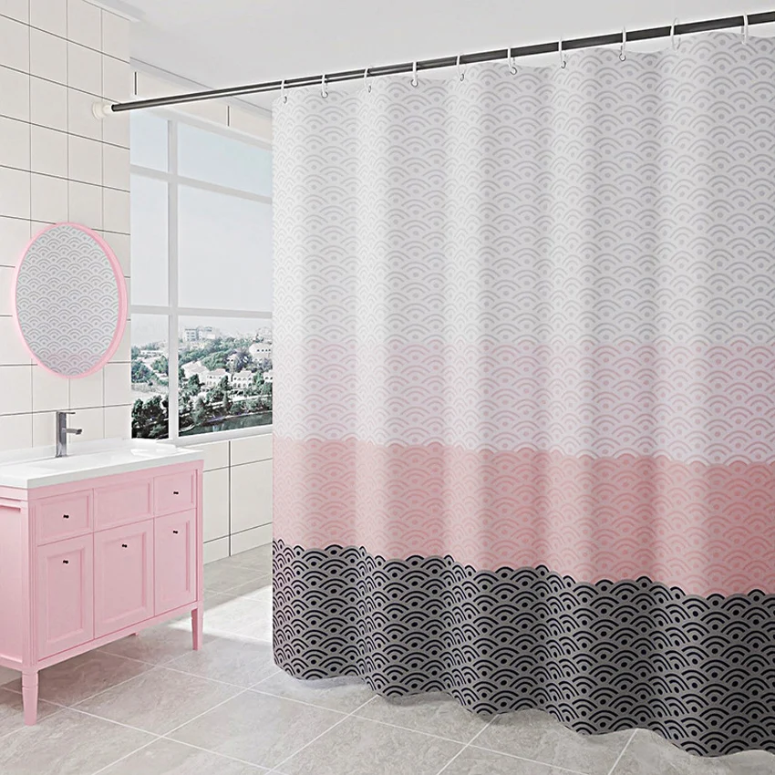 Geometric Nordic Print Shower Curtain Extra Wide Bathroom Cover With 12pcs Hooks 