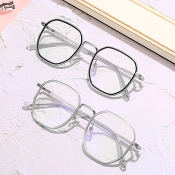 

Clear Anti Blue Light Spectacles Vintage Polygon Glasses Frame Women Men Computer Eyeglasses Frames Transparent Optical Eyewear