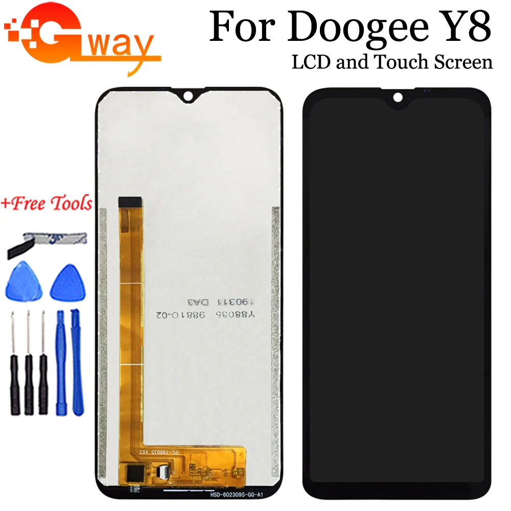 ЖК дисплей 6 1 дюйма Для Doogee Y8 кодирующий преобразователь сенсорного экрана в
