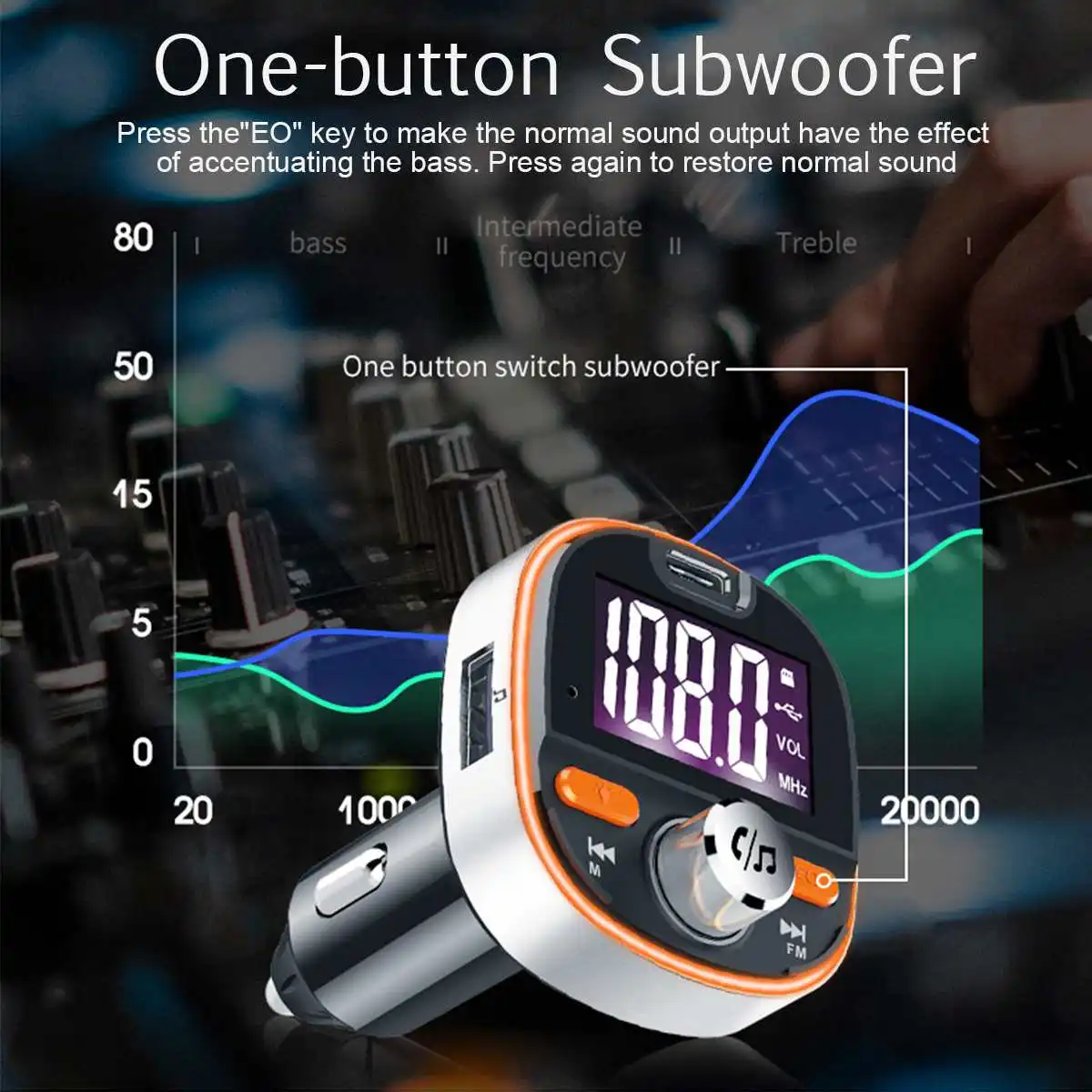QC3.0 интеллигентая(ый) быстро Зарядное устройство bluetooth автомобильный набор, свободные руки, MP3 плеер с красочными атмосфера светодиодные лампы светильник Дисплей три режима воспроизведения Aux bluetooth
