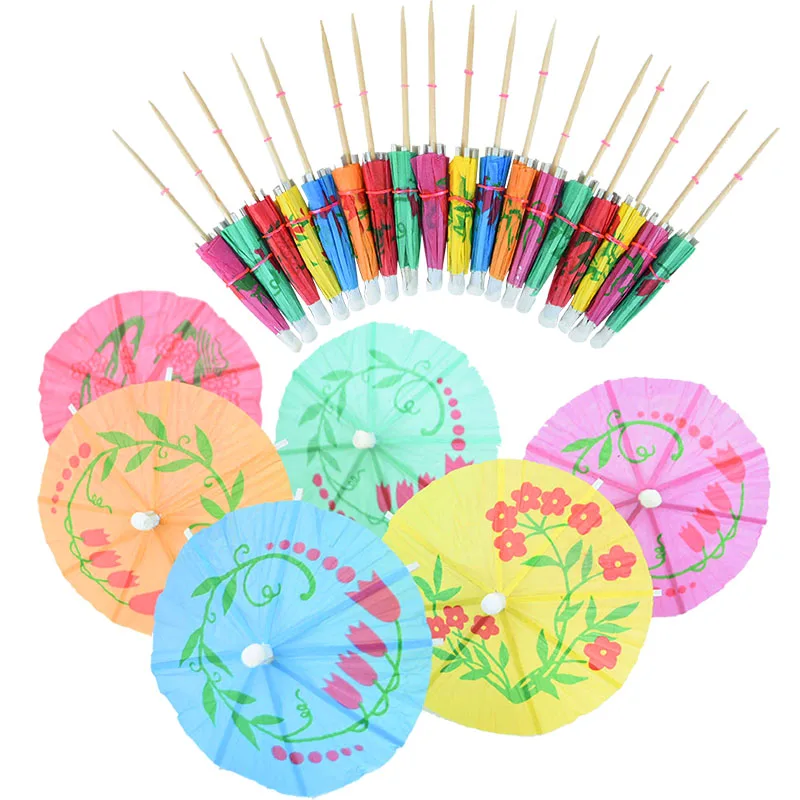 20-50pcs Multi Coloured Paper Cocktail Umbrellas Mini Coconut Tree Party Drink Accessories Picks Tropical Hawaii Party Supplies