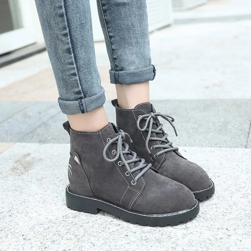 

2019 Autumn And Winter New Style Casual Versatile Dull Polish Lace-up Low Top Martin Boots Student Short Boots Warm Cotton Boots