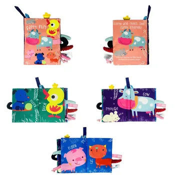 Hot Sale 0-36Month Baby Early Learning Educate Toy Tail Cloth Book Parent-child Interactive Sound Paper Puzzle Cloth Book Rattle 6