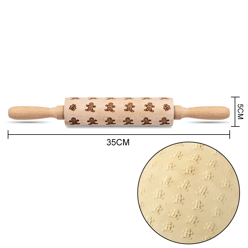 Рождественские деревянные тиснения скалка для выпечки печенья печенье, фондан, пирог, тесто с гравировкой, роликовые украшения торта, инструменты для выпечки - Цвет: 15