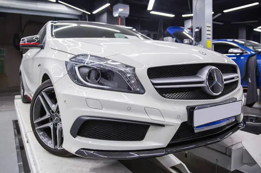 Автомобильный карбоновый передний бампер спойлер автомобильный диффузор подходит для Mercedes-Benz A Class w176 2013