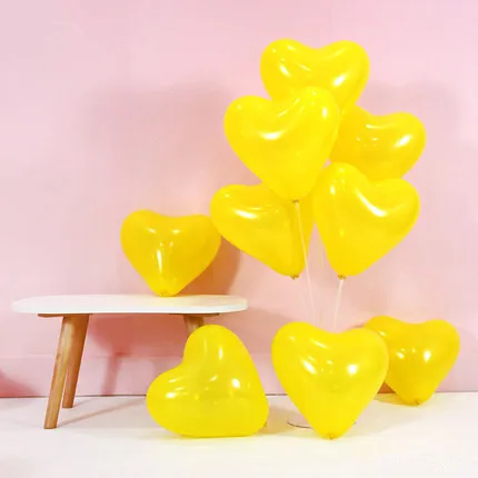 yellow 20 шт./лот 2,2 г розовый белый красный латексные шары «любовь» в форме сердца утолщение Свадебные перламутровые шары поставки День Рождения Декор - Цвет: yellow