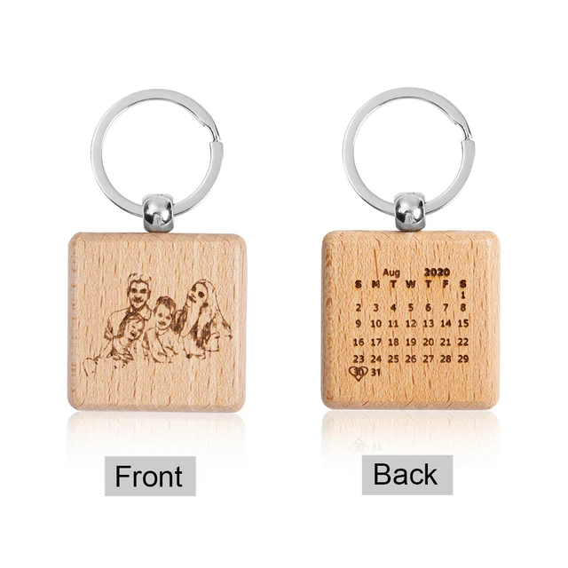 Custom Wooden Photo Calendar Keychain 3
