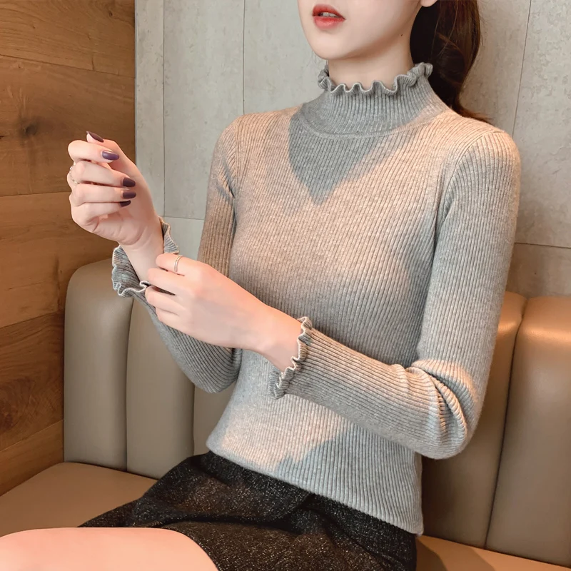 Womens Sweaters 2019 Winter Tops Turtleneck Sweater Women Thin Pullover Jumper Knitted Sweater Pull Femme Hiver Truien Dames New