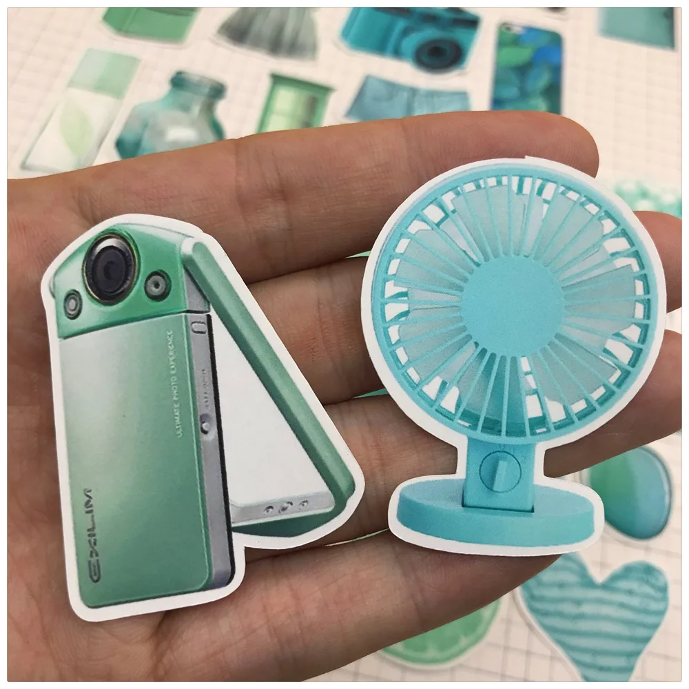 30Pcs/Bag Vintage Mint Green Cool Summer Sticker DIY Craft Scrapbooking Album Junk Journal Planner Decorative Stickers