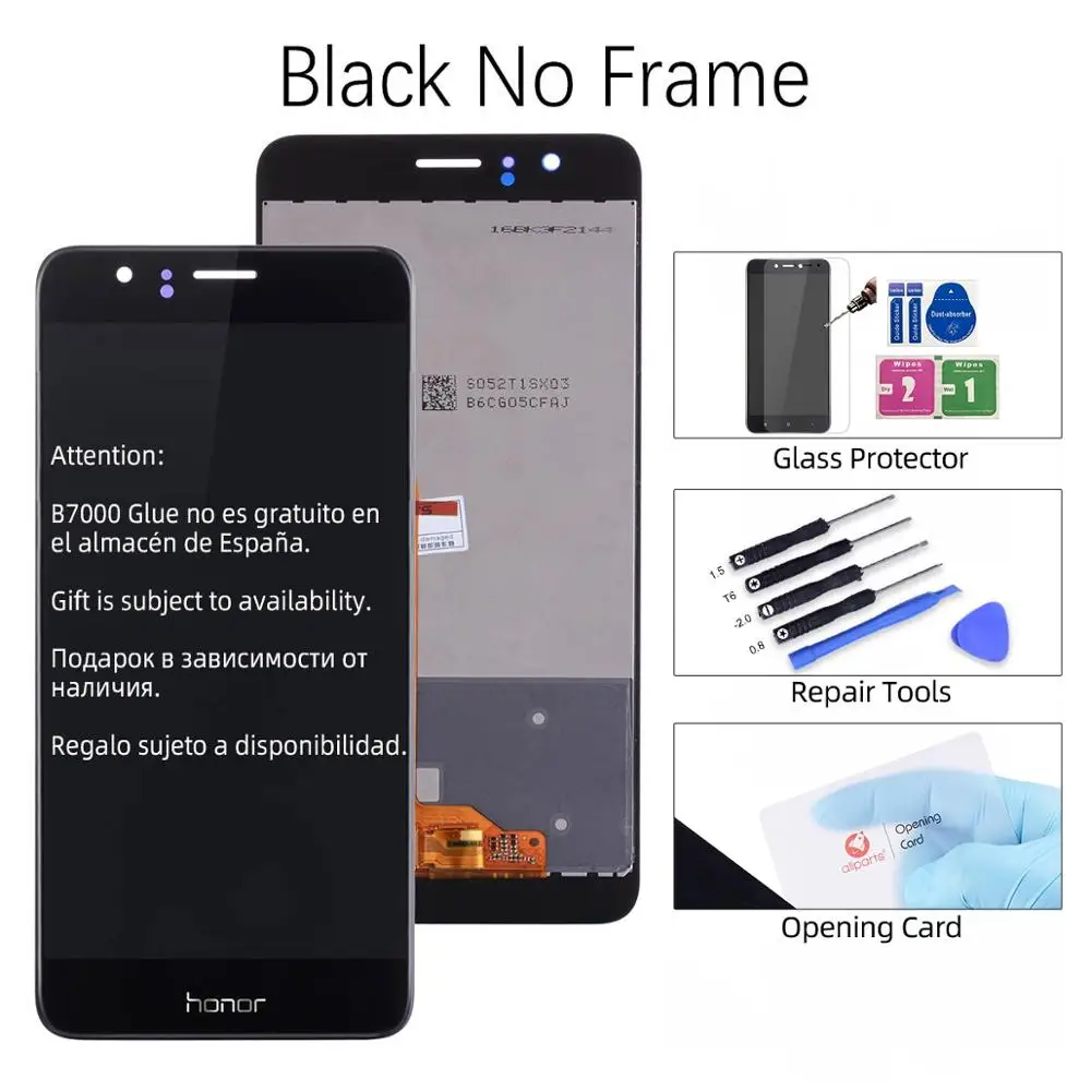 Дисплей для Honor 8 Ремонт сенсорного ЖК-экрана с рамкой 5,2 ''ЖК-дисплей для huawei Honor 8 дисплей FRD-L09 запасные части - Цвет: Black No Frame