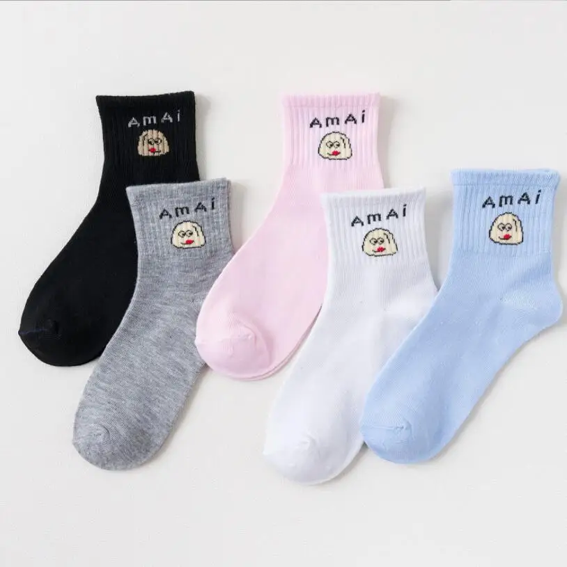 5 Pairs Cartoon Character Cute Short Socks Women Harajuku Cute Patterend Ankle Socks Hipster Skatebord Ankle Funny Socks Female