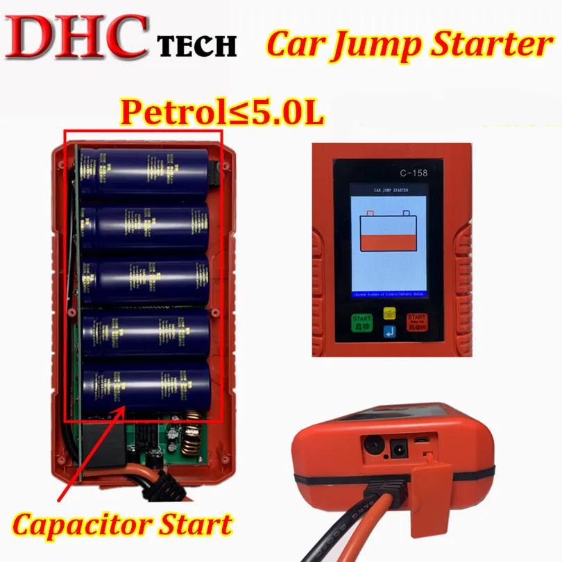 

Newest Car Jump Starter C-158 no battery Capacitor Start Car Power Bank Unlimited Use C158 Battery Power For Petrol