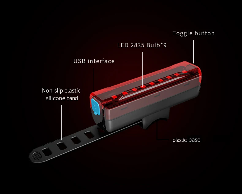 NATFIRE NTP2 Bicycle Light with Light Sensor USB Rechargeable LED Headlight Bike Front Lamp Flashlight with Rear Light Optional
