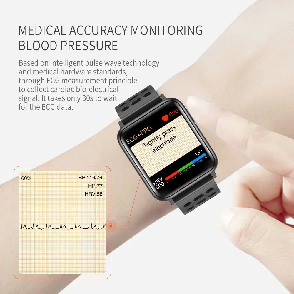 Умные часы ECG PPG для мужчин и женщин пульсометр артериальное давление кислород