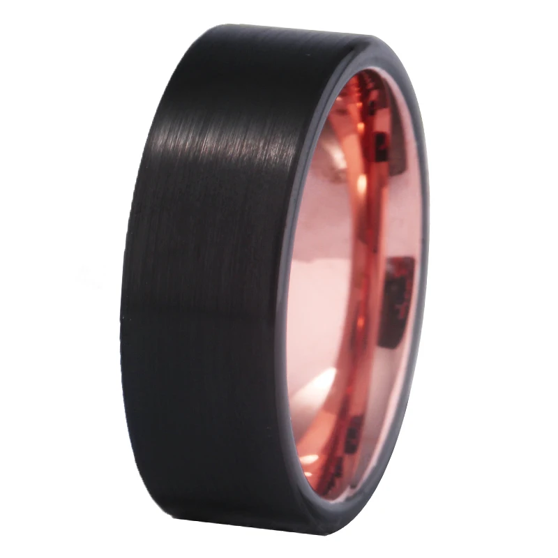 YGK Jewelry Custom Engraved Personalized Tungsten Rings For Men Women Matte with Rose Gold Ring Wedding Band Anniversary Gift