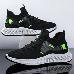 Summer Light Causal Men's Running Shoes High Lace Up Breathable Air Mesh Men's Sneaker Fashion Non Slip Jogging Men Shoes Black