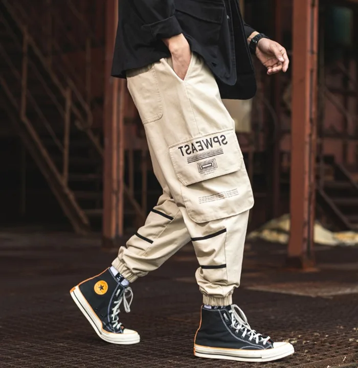 April MOMO штаны карго с карманами мужские Цветные Лоскутные Повседневные Jogger модные тактические брюки Tide Harajuku уличная американский размер