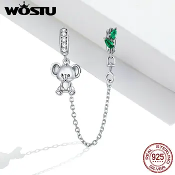 

WOSTU Fit Original Charms Bracelet 925 Sterling Silver Zircon Safety Chain Heart Charm Bead DIY Jewelry Making Berloque