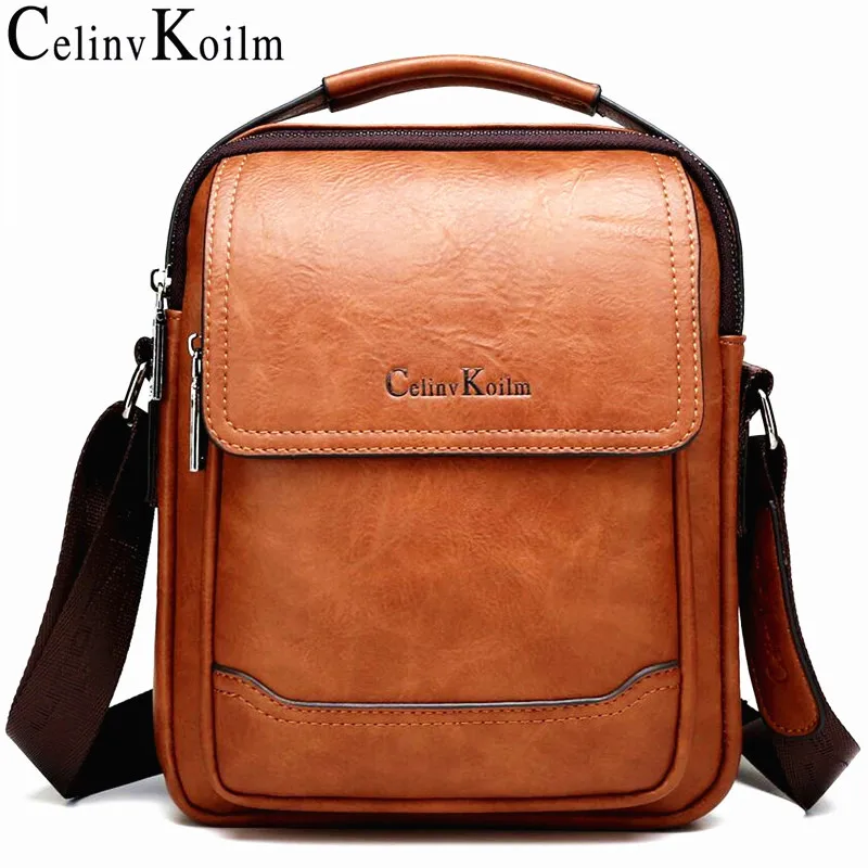 Celinv Koilm Brand Men Bags 100% Leather Shouder Messenger Bag for Man Fashion Causal Crossbody Tote Bags mens messenger bag mens leather bag