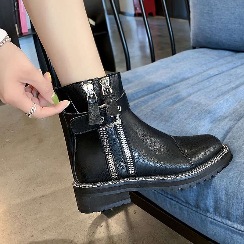 

Shoes Low Heels booties Women's Short Boot Lace Up Boots Bootee Woman 2019 Round Toe Booties Ladies Luxury Designer Mid-Calf Mid