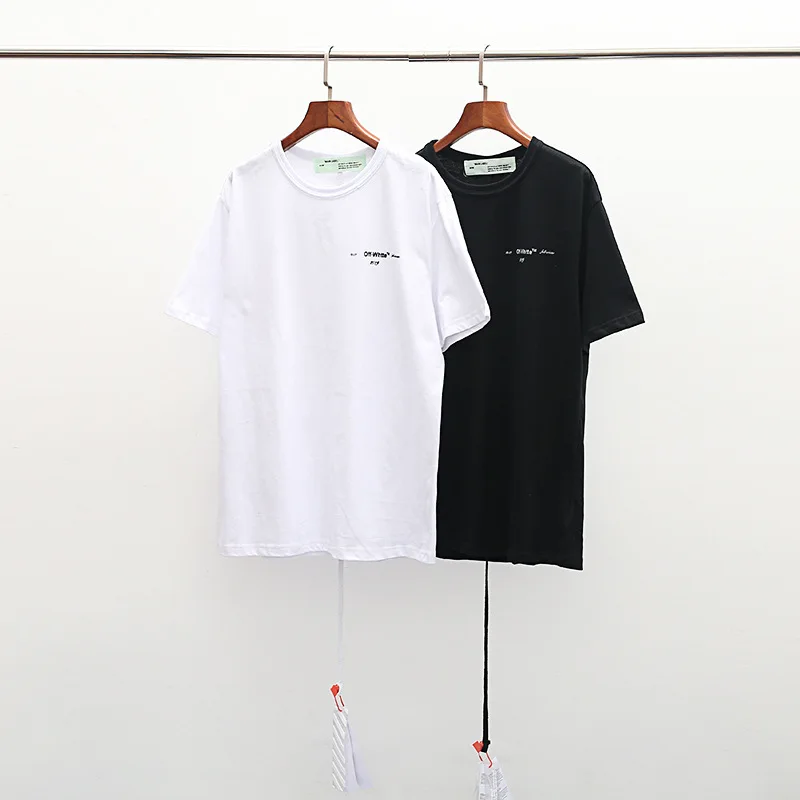 19ss off-white ow картина маслом стрела тренды хип-хоп хлопок короткий рукав Футболка мужская летняя