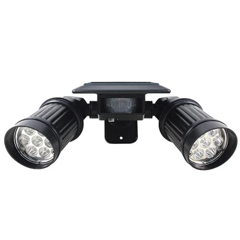 

PIR Adjustable Arm Dual Head Outdoor Spotlight Garden Solar Powered Waterproof 14LED