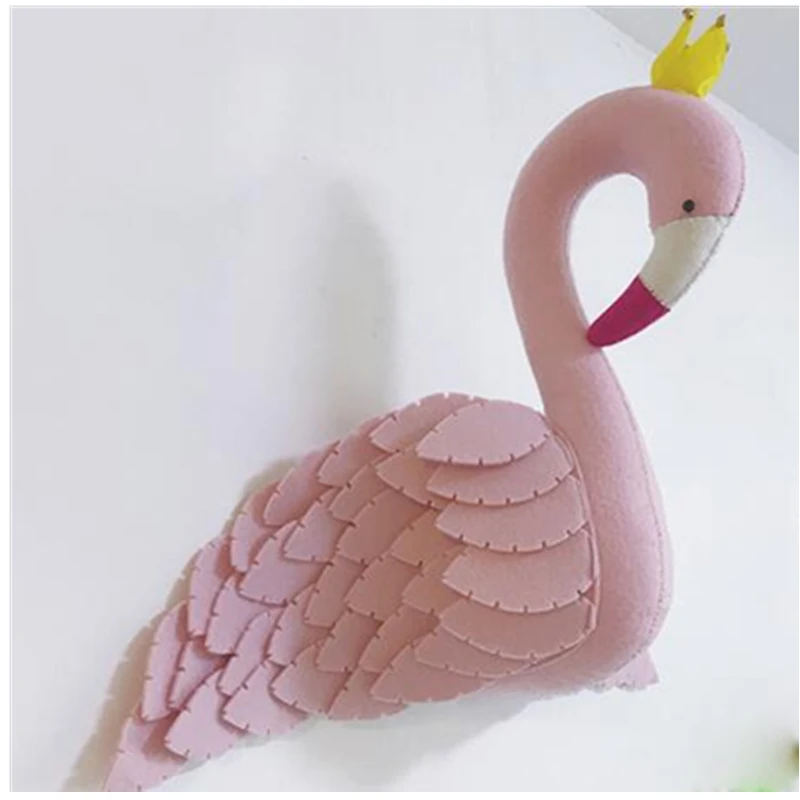 Filles Enfants Chambre Mur Décor 3D Rose couronne cygne Animal Head Doll hoom DECOR Jouet