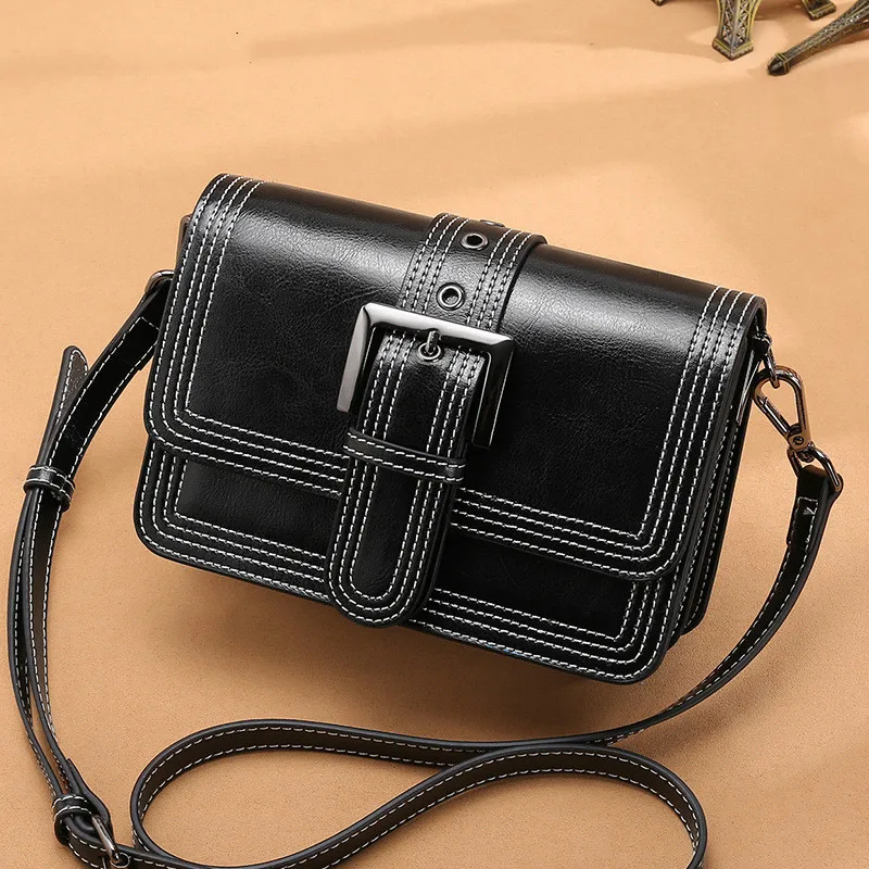 

100% Genuine Leather Women Handbags Ladies Small Vintage Cow Leather Crossbody Bags For Women Shoulder Messenger Bag Female