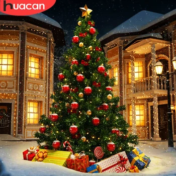 

HUACAN 5D Diamond Painting Christmas Tree Cross Stitch Kit Diamond Embroidery Landscape Mosaic Snow Needlework Art Home Decor