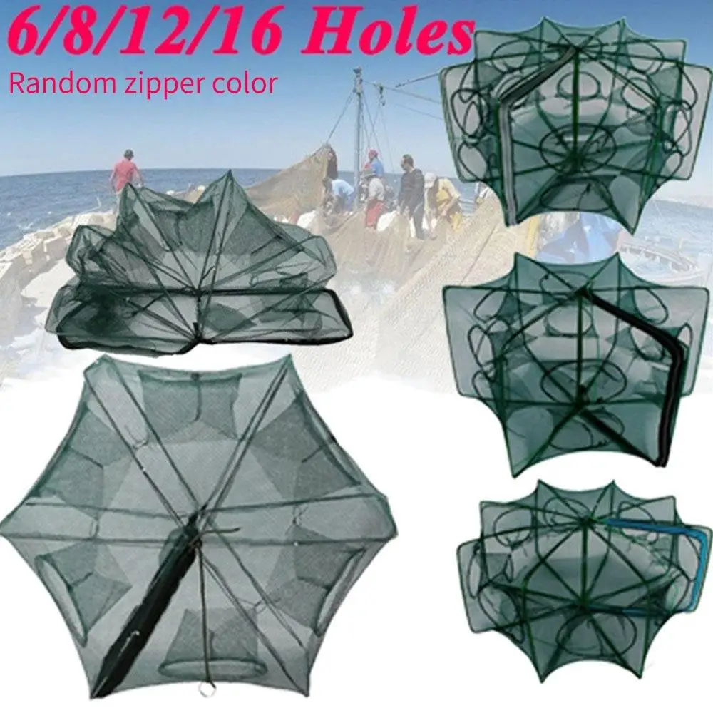 

Monofilament Nylon Hand Throw Net Fishing Tool 6/8/12/16 Upgrade Holes Foldable Fish 6/8/12/16 Upgrade Holes Automatic