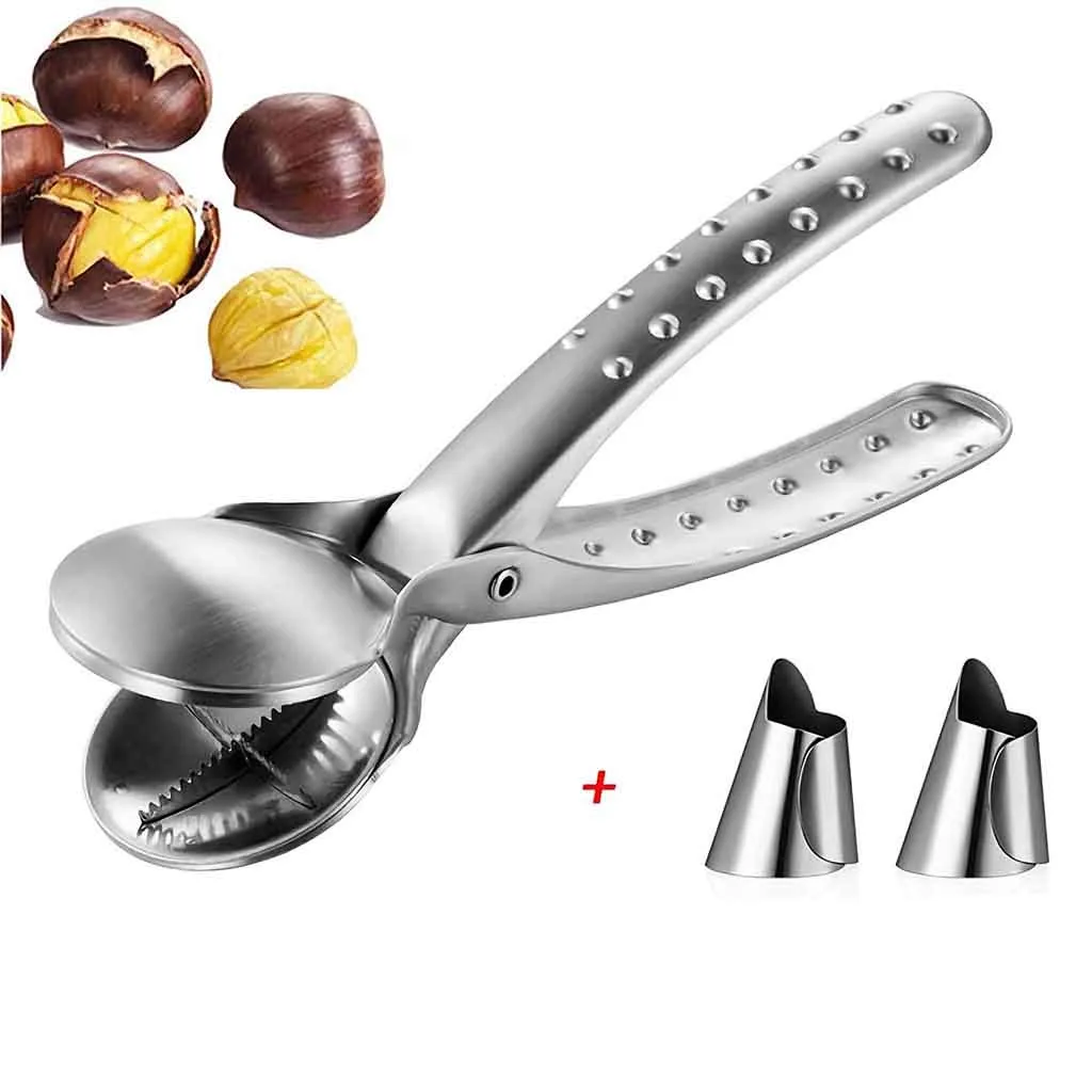 2-In-1 Quick Chestnut Clip Nut Cracker Opener Sheller Walnut Pliers Metal Cutter Stainless Steel Chestnut Clip kitchen Tools