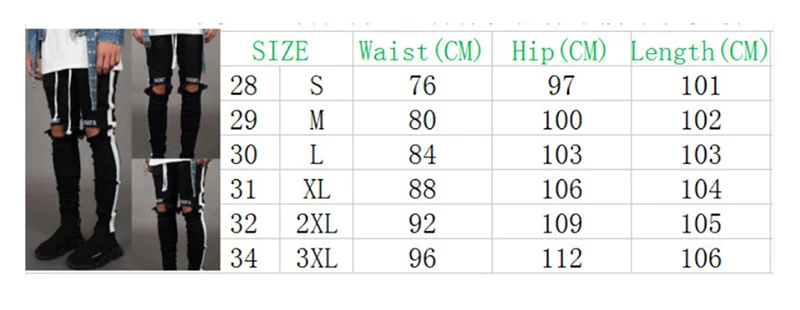 Новые модные обтягивающие мужские стильные рваные брюки, байкерские узкие прямые потертые джинсовые брюки, мужские брюки в стиле хип-хоп