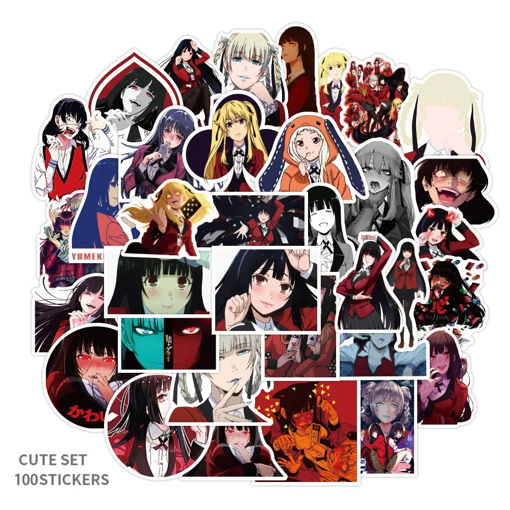 

100Pcs Anime Kakegurui Sticker Jabami Yumeko Stickers Waterproof Graffiti Skateboard Sticker For Laptop Notebook Computer Cars