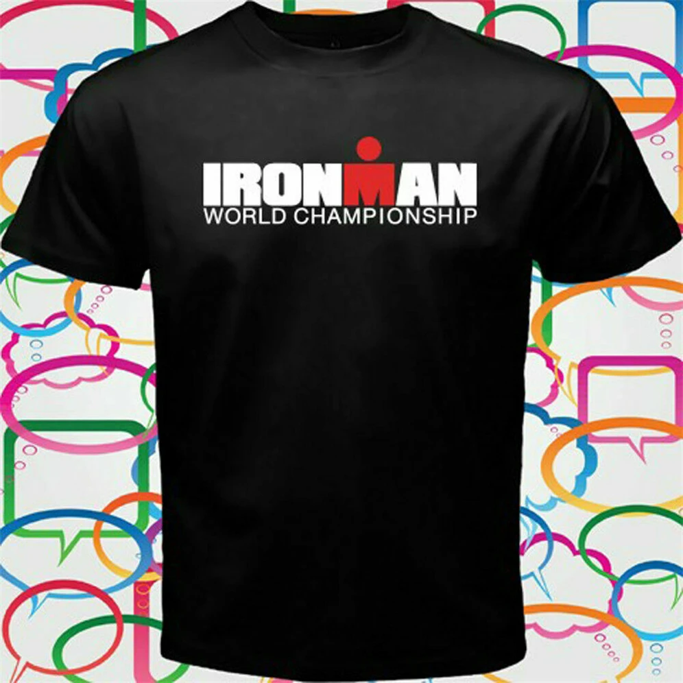 Новый Триатлон Ironman чемпионат мира Мужская черная футболка Размер S до 2Xl