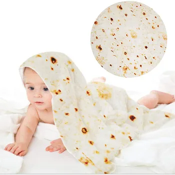 

Burrito Tortilla Blanket Food Flannel Blanket For Bed Fleece Throw Funny Plush Soft Round Blankets Sofa Bedspread Fur Blanket