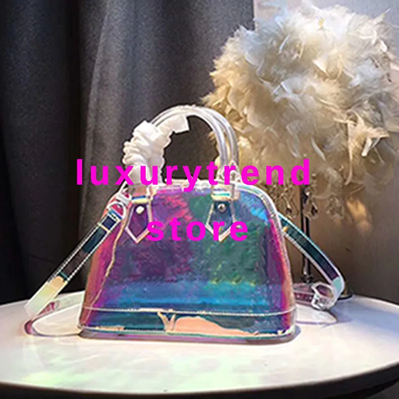 

original 2019 designer best quality transparent laser shell bags fashion bag travel shoulder original handbag big capacity bag